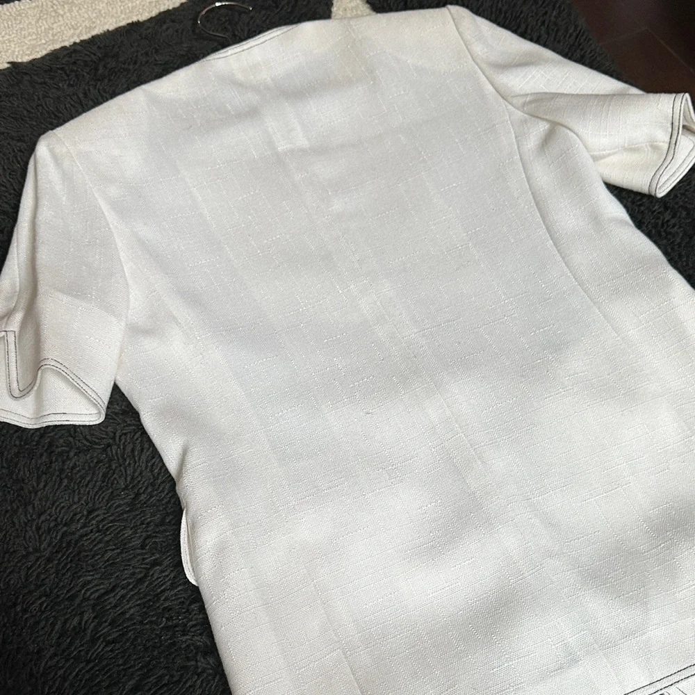 Dior White Short Sleeve Blazer with Shoulder Pads